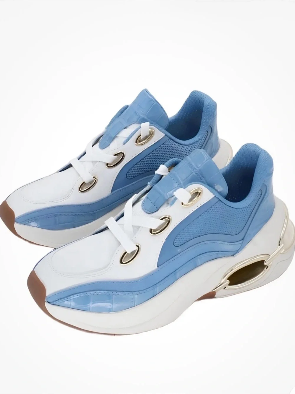 Michael Kors Women's Light Blue and White Platform Sneakers - Picture 6 of 7